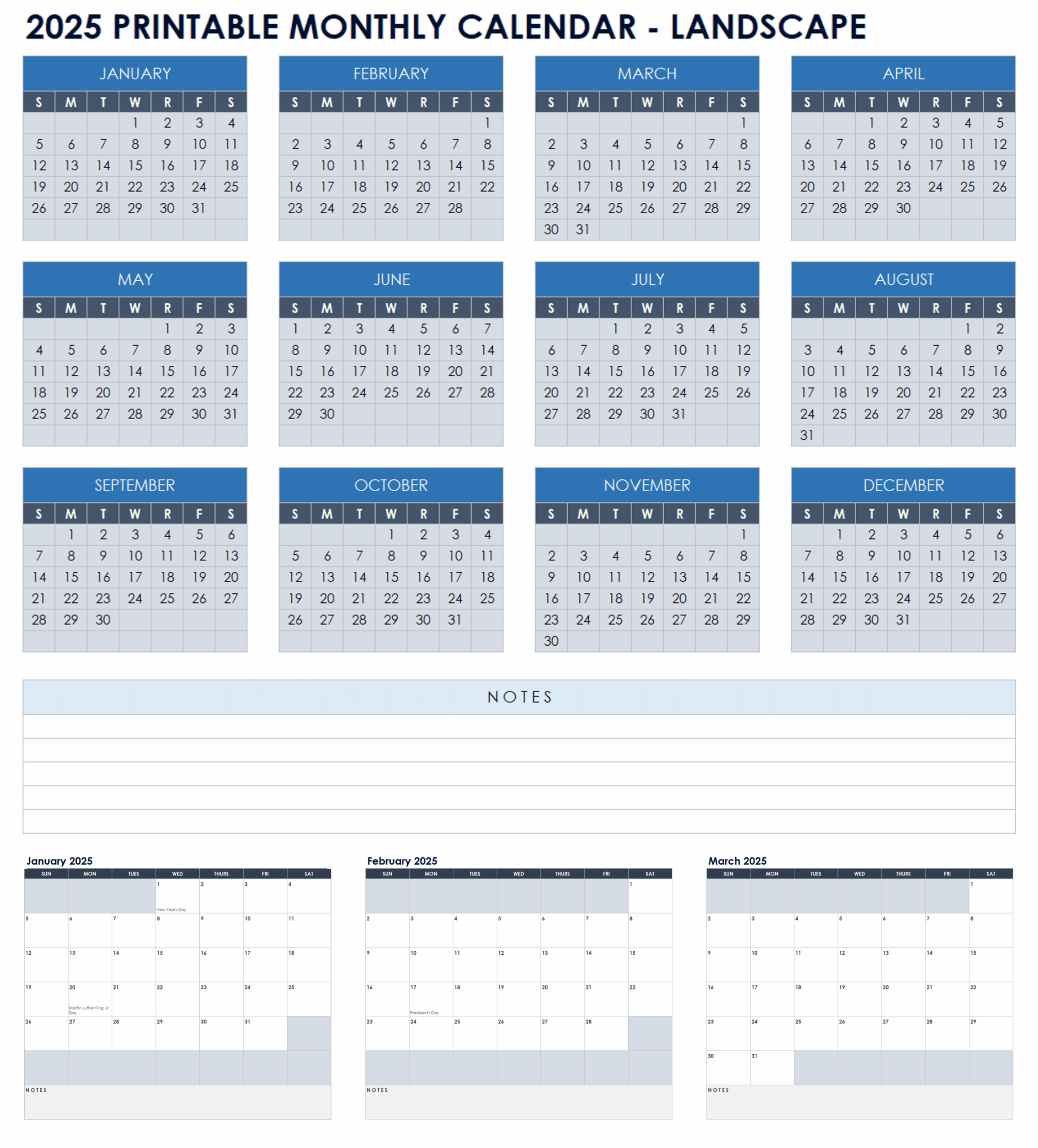 15 Free 2025 Monthly Calendar Templates Smartsheet