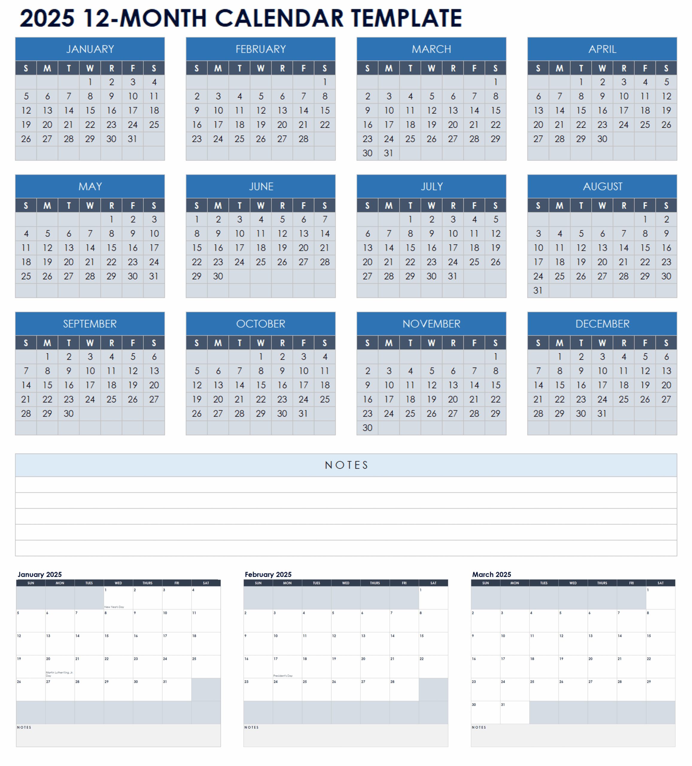 15 Free 2025 Monthly Calendar Templates Smartsheet