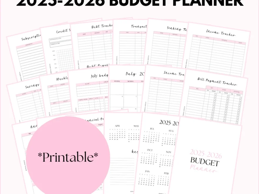 2025 2026 Budget Planner PDF Printable 8 5x11 Pink Gray Romina Rossa