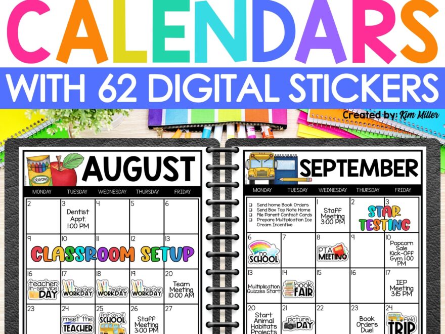 2025 2026 Editable Monthly Calendar Templates Digital Planner Stickers With Free Updates A Love Of Teaching Kim Miller