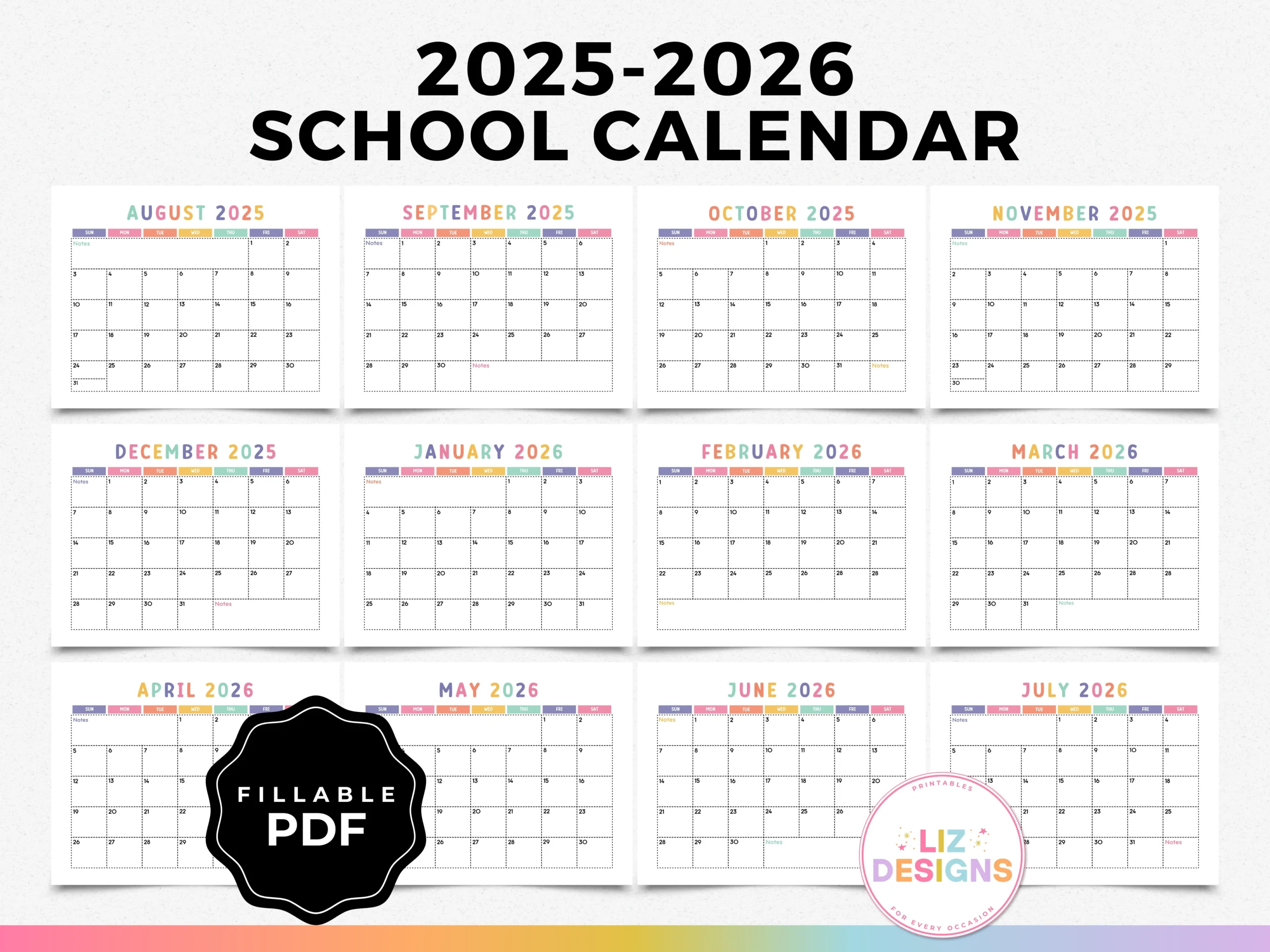 Printable 2026 School Calendar