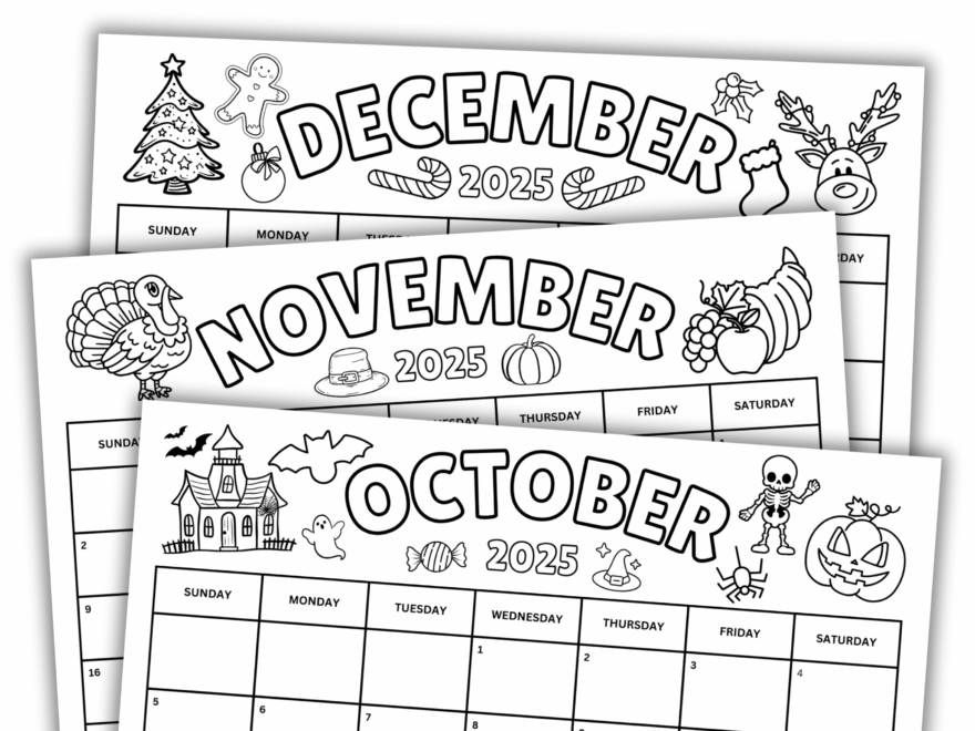 2025 2026 School Year Coloring Calendar 25 26 Academic Yearly Calendar Printable Activity For Kids 2025 School Calendar Bundle Download Classful