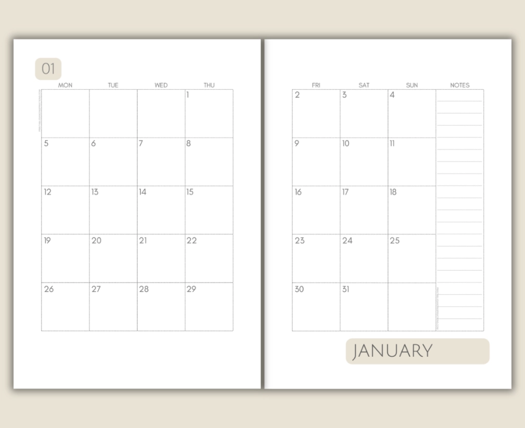 2025 2026 Two Page Calendar Monthly Spread Free Printable Printables And Inspirations