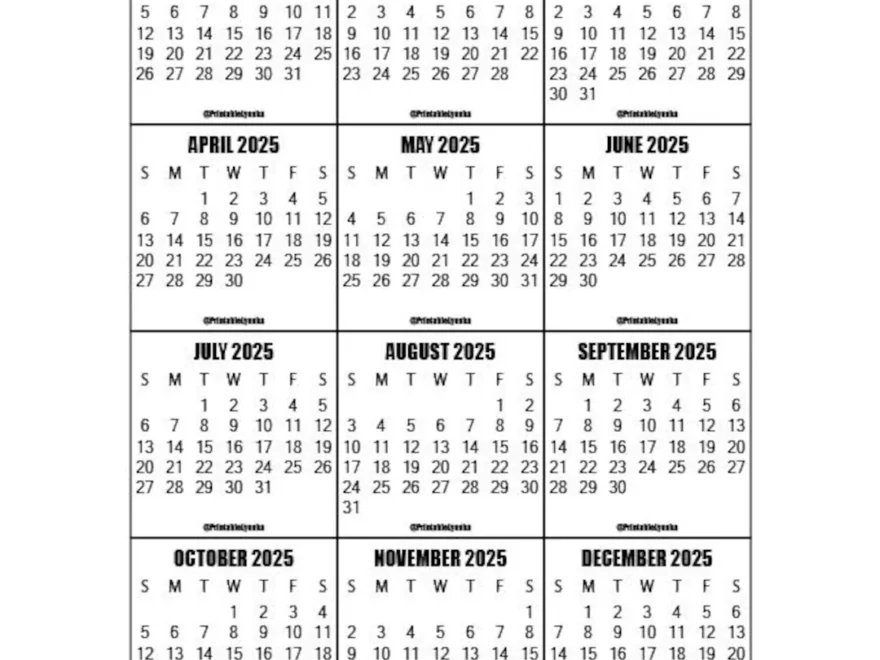 2025 And 2026 Calendar Printable 2025 2026 Mini Monthly Calendar Tab Size 2 X 2 Inches Calendar Printable PDF Etsy