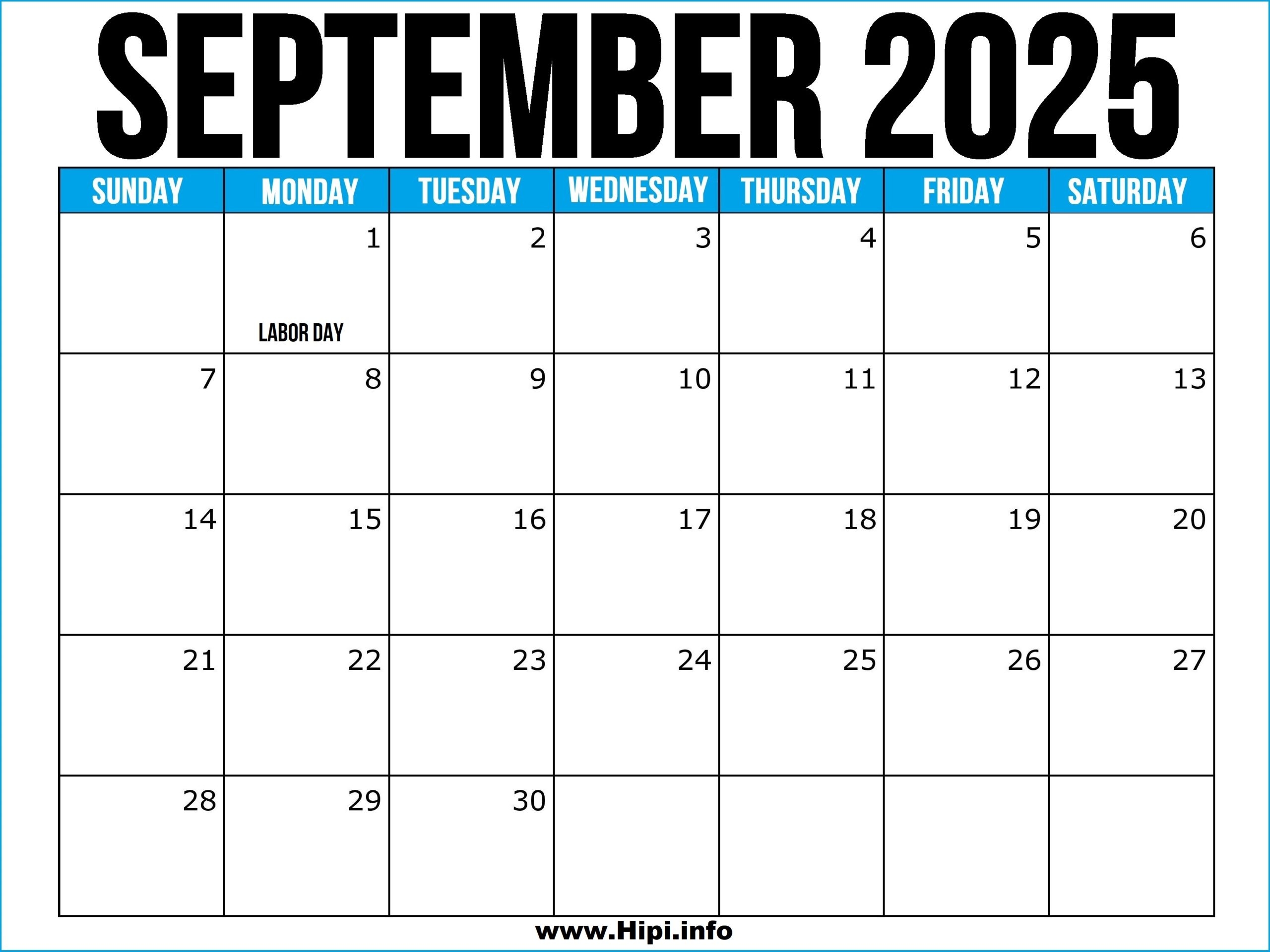 September 2025 Calendar Printable With Holidays