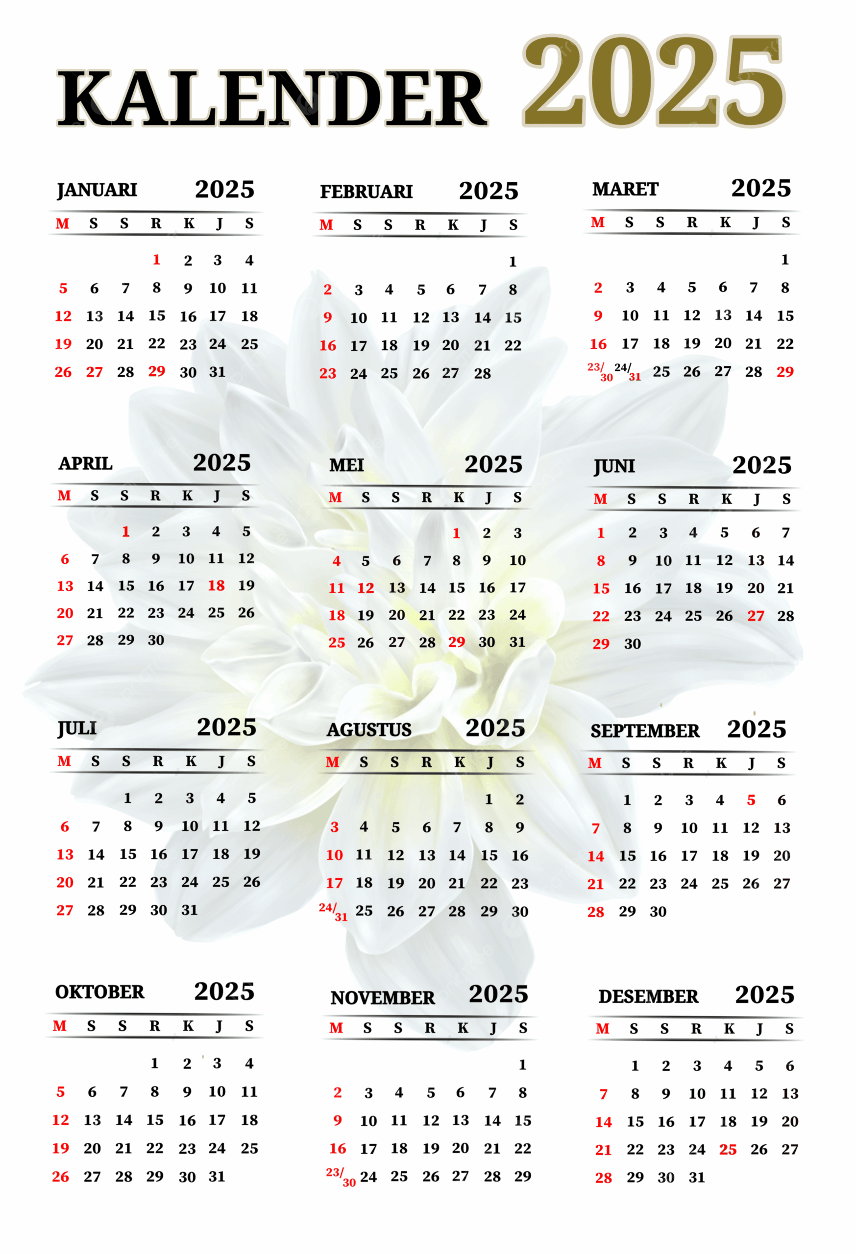 2025 Calendar From January To December Template Download On Pngtree