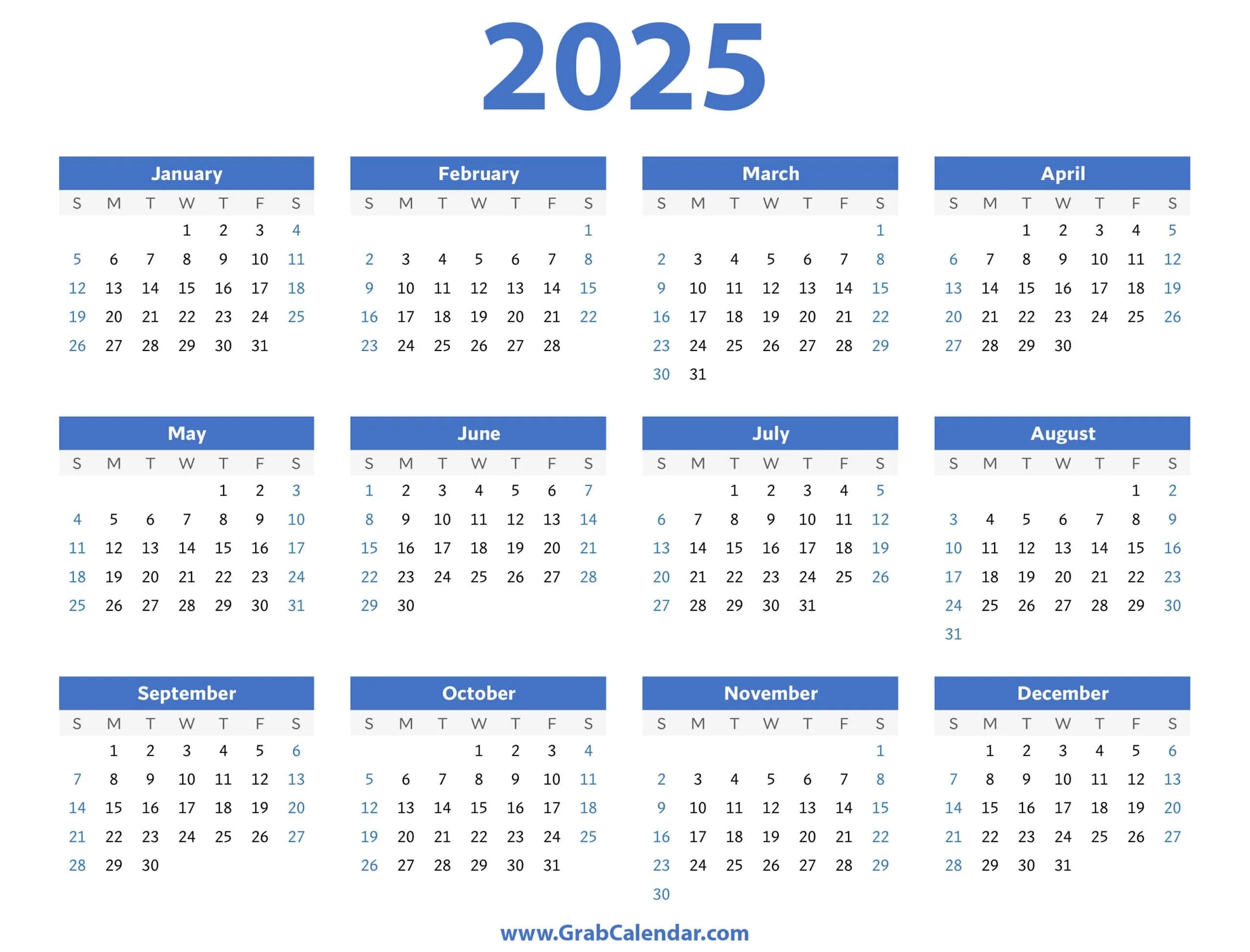 2025 Calendar Grab Calendar