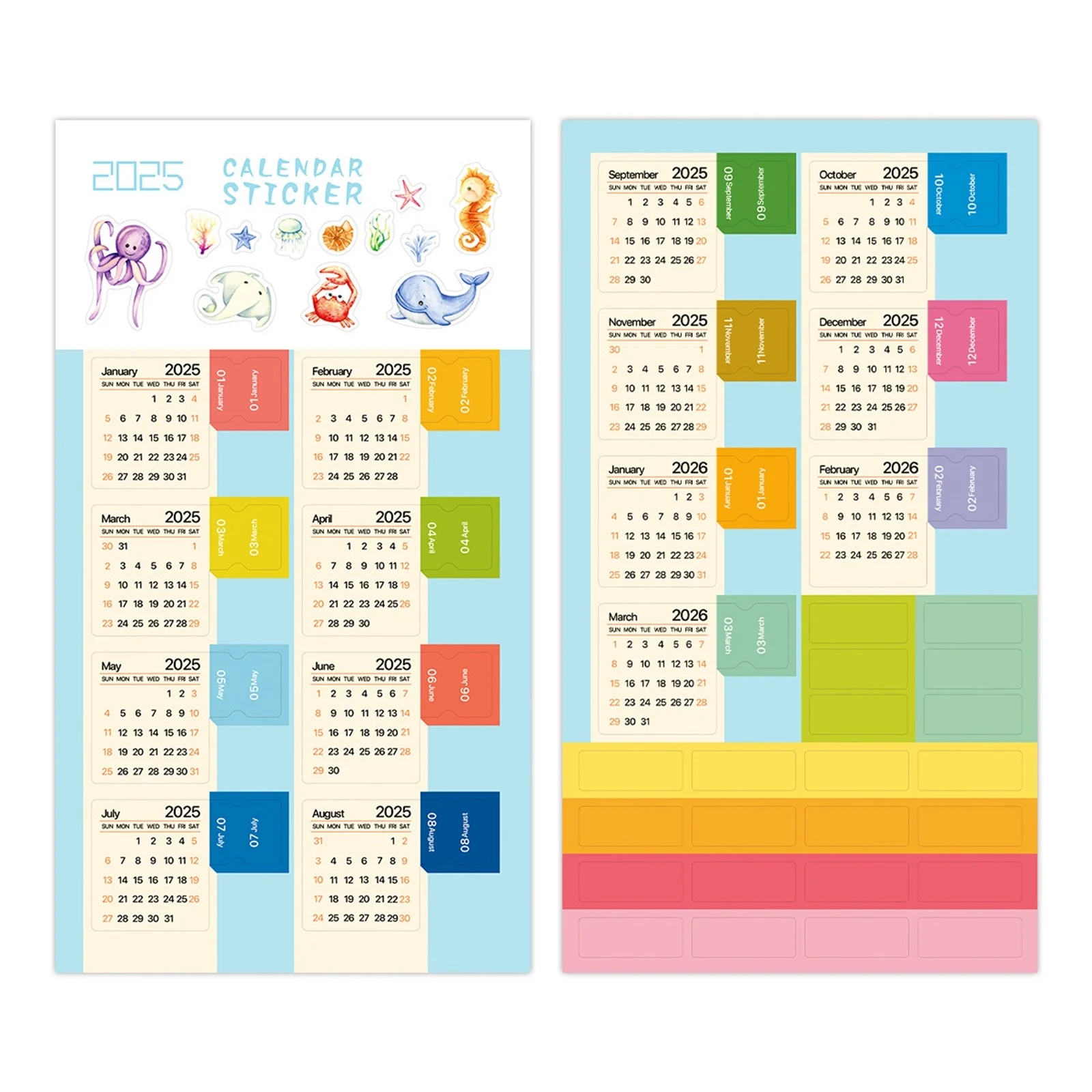 2025 Calendar Month Stickers Diary Label Stickers Waterproof Vinyl Customizable Design For Planners Office Organization Date Tracking Cute Patterns Learner Professional Office SouMaox Walmart