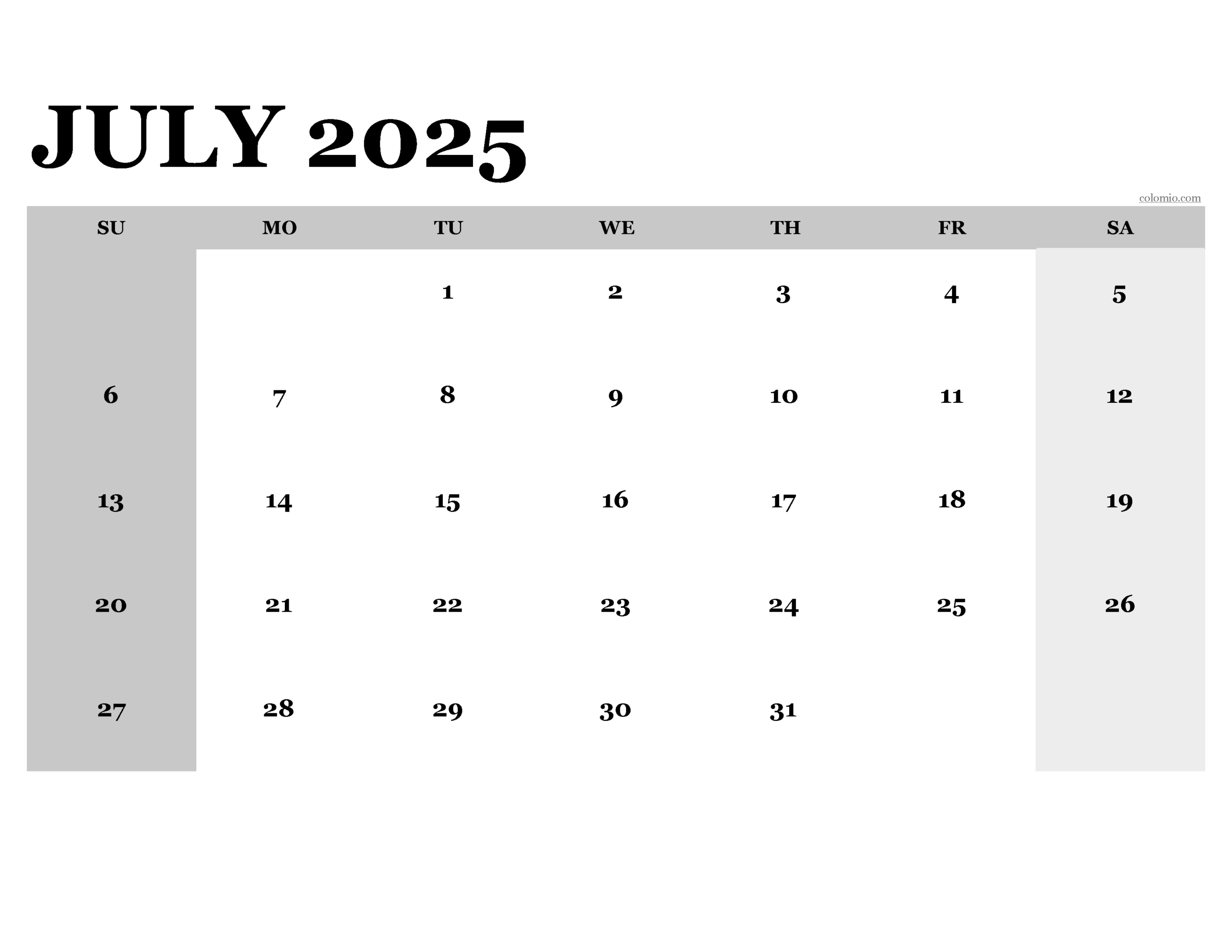July August September 2025 Calendar Printable