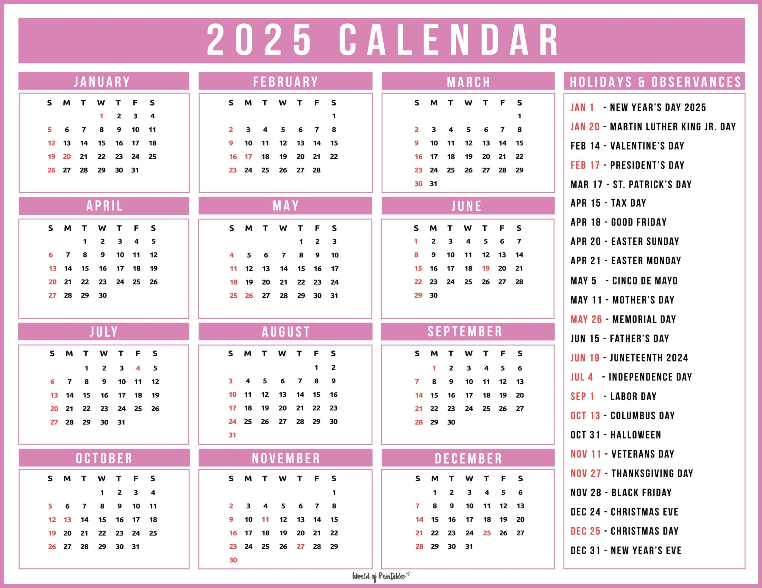 October 2025 Calendar With Holidays Printable