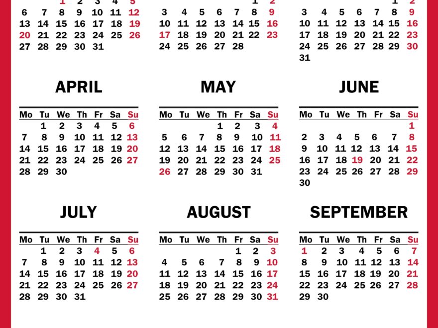 2025 Calendar With US Holidays Printable Free Red Monday Start NYCDesign co Printable Things