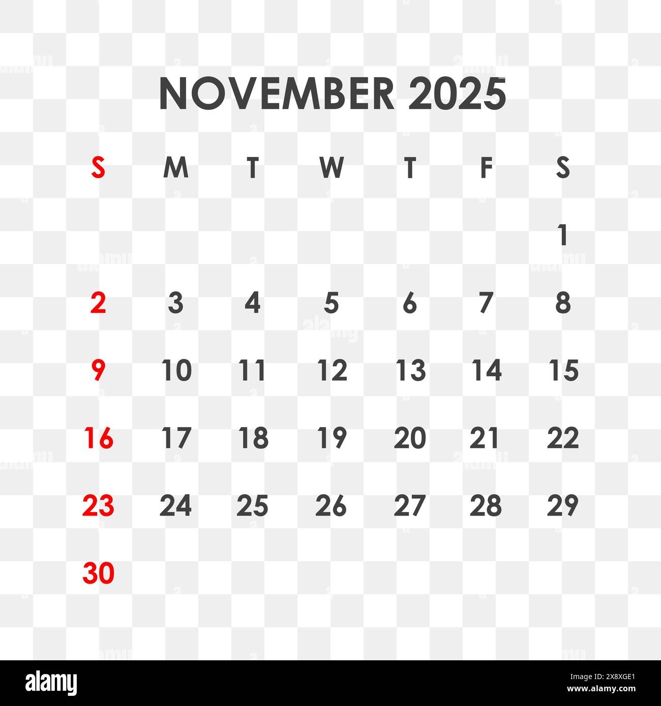 Transparent November 2025 Calendar