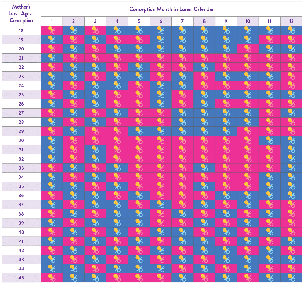 2025 Chinese Gender Calendar Predictor Chart SneakPeek 