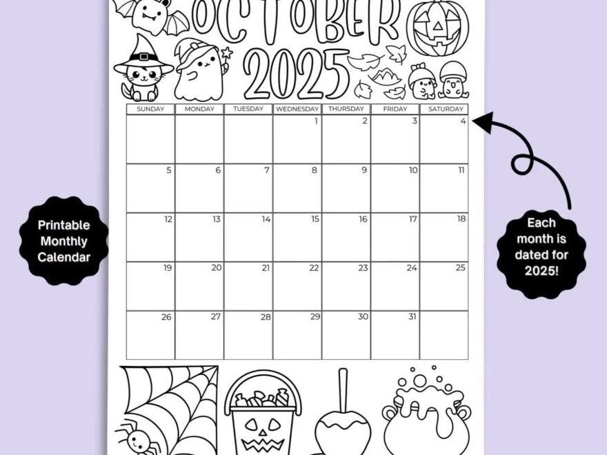 2025 Coloring Calendar 12 Month Bundle Monthly 2025 Colorable Calendar 2025 Printable Calendar Pages For Coloring Seasonal Calendar PDF Etsy