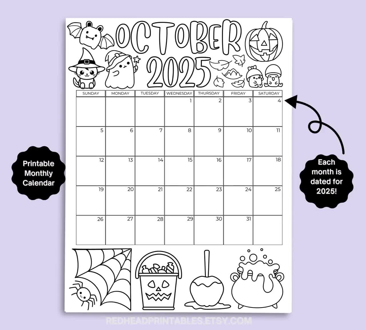 2025 Coloring Calendar 12 Month Bundle Monthly 2025 Colorable Calendar 2025 Printable Calendar Pages For Coloring Seasonal Calendar PDF Etsy