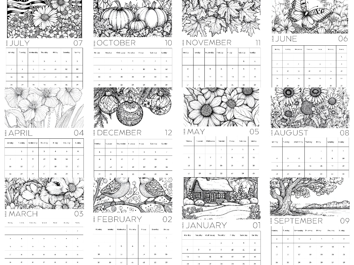 2025 Coloring Calendar Try It Like It Create It