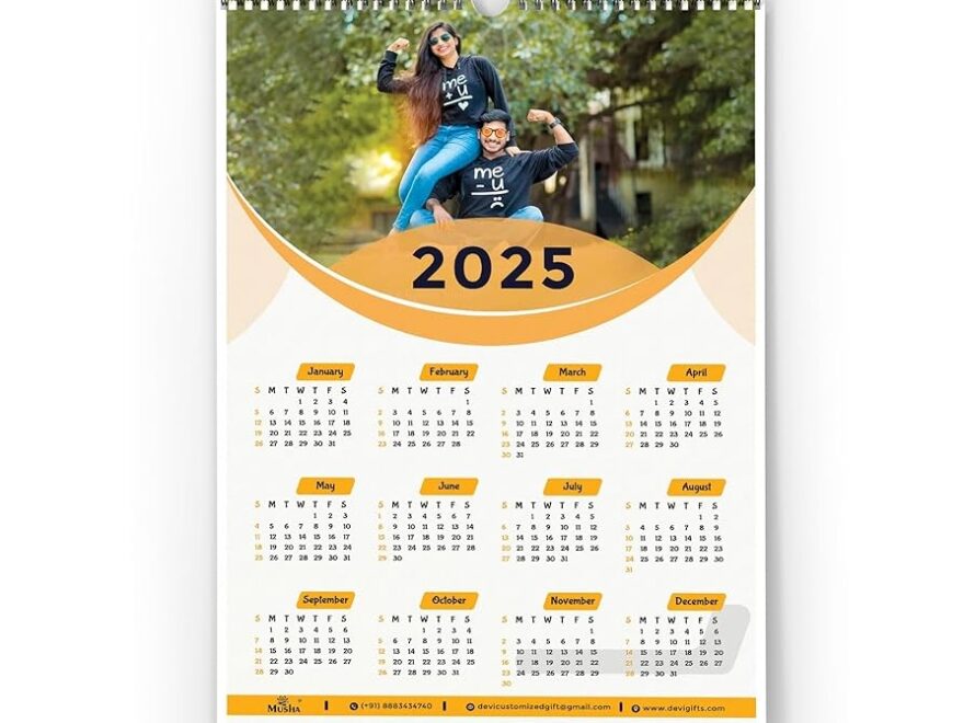 2025 Customised Synthetics Single Sheet Photo Calendar 240GSM Waterproof Wall Mount Calendar MUSHA Amazon in Office Products
