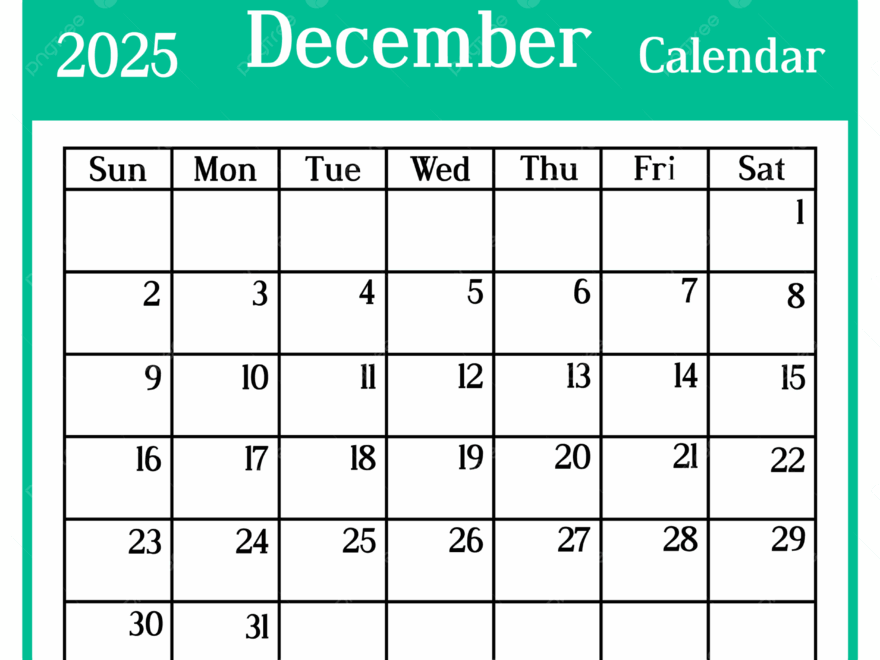 2025 December Calendar Design 03 Vector 2025 December Calendar PNG And Vector With Transparent Background For Free Download