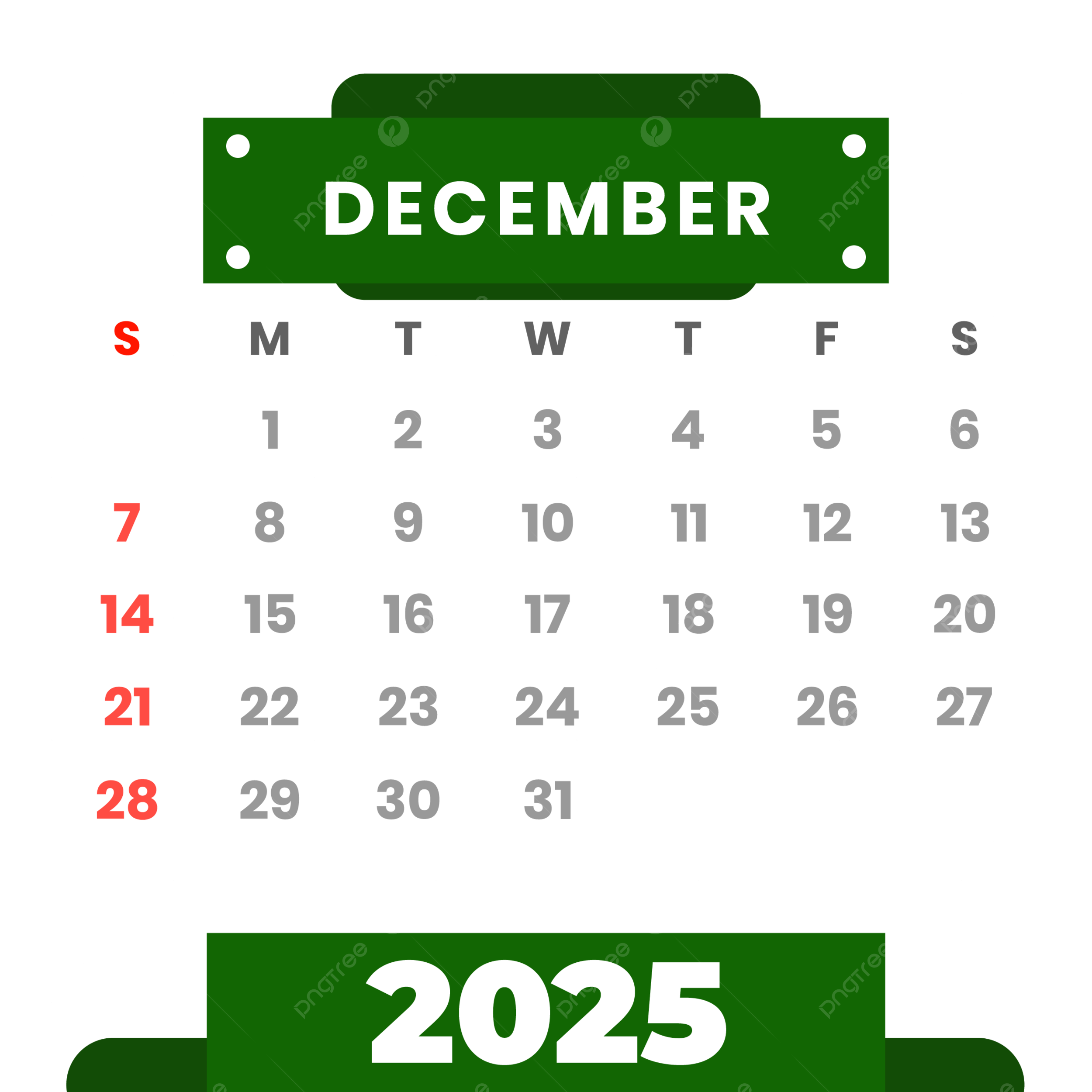 2025 December Calendar Christmas