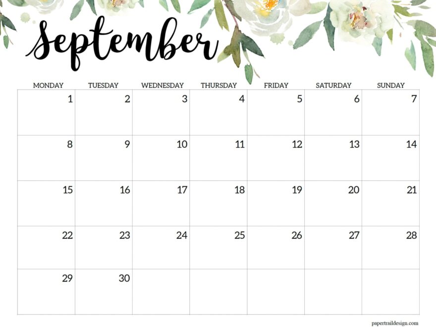 2025 Monday Start Floral Calendar Paper Trail Design