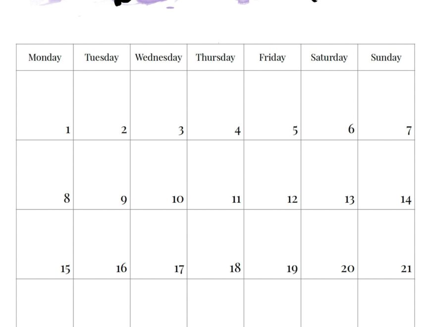 2025 Monday Start Watercolor Calendar Paper Trail Design