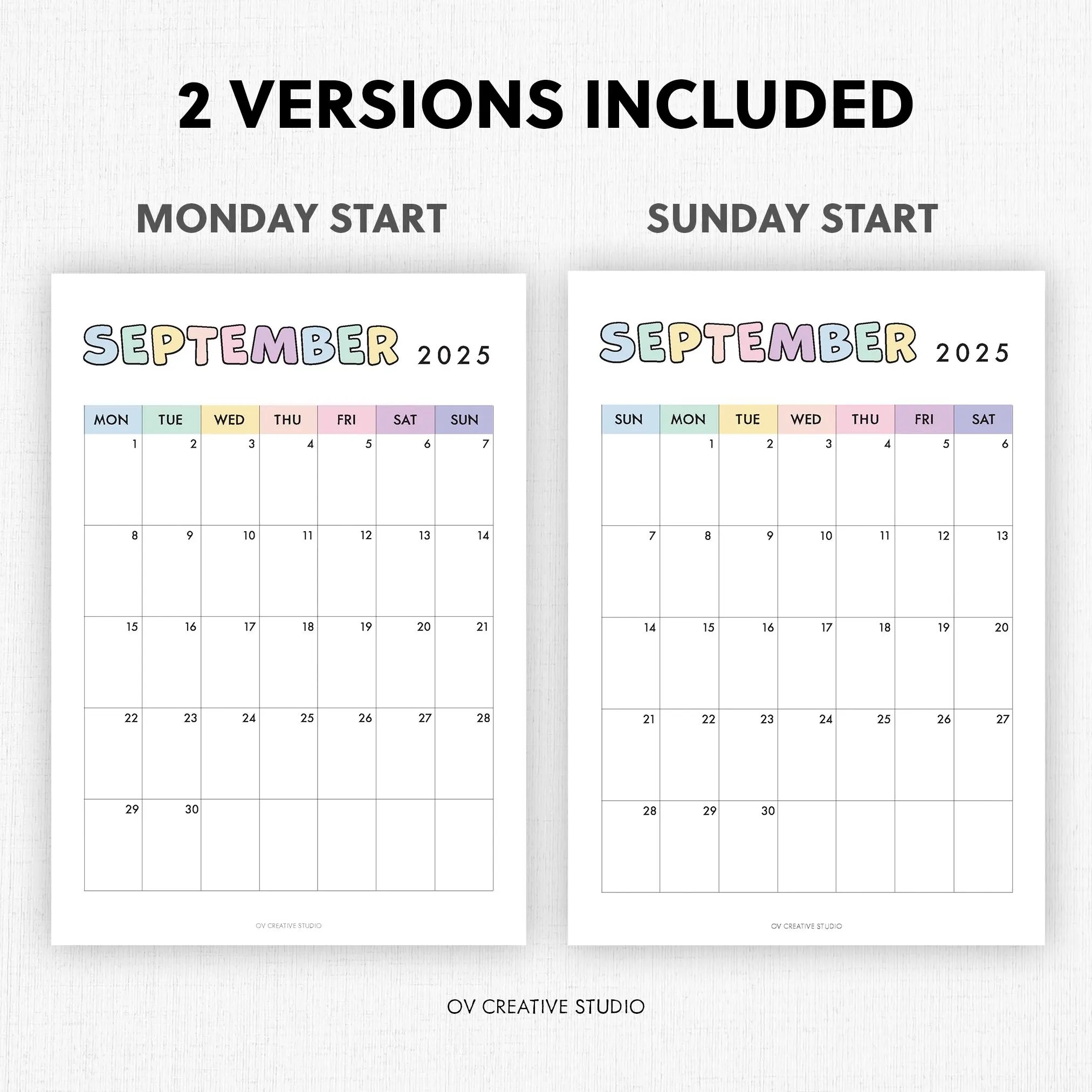 Print September 2025 Calendar