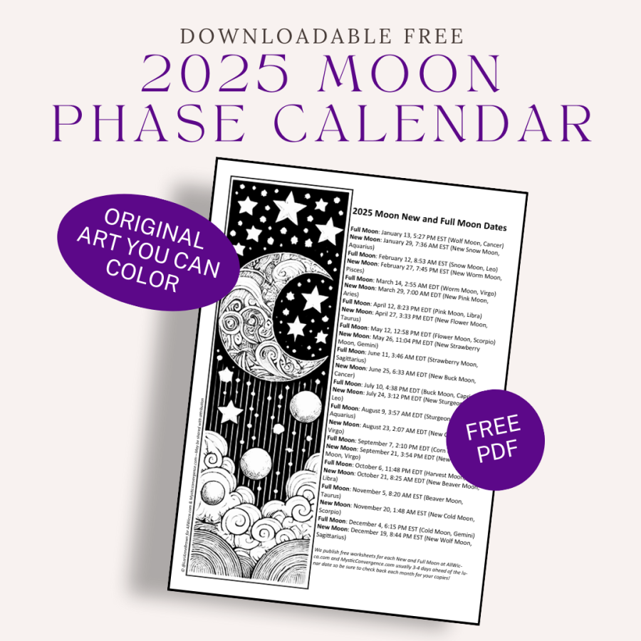 2025 Moon Phase Calendar With Signs And Common Names