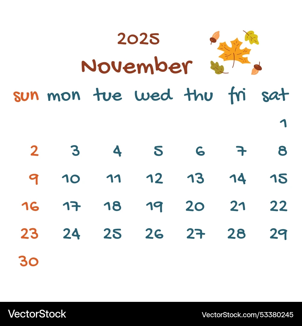 November Calendar For 2025