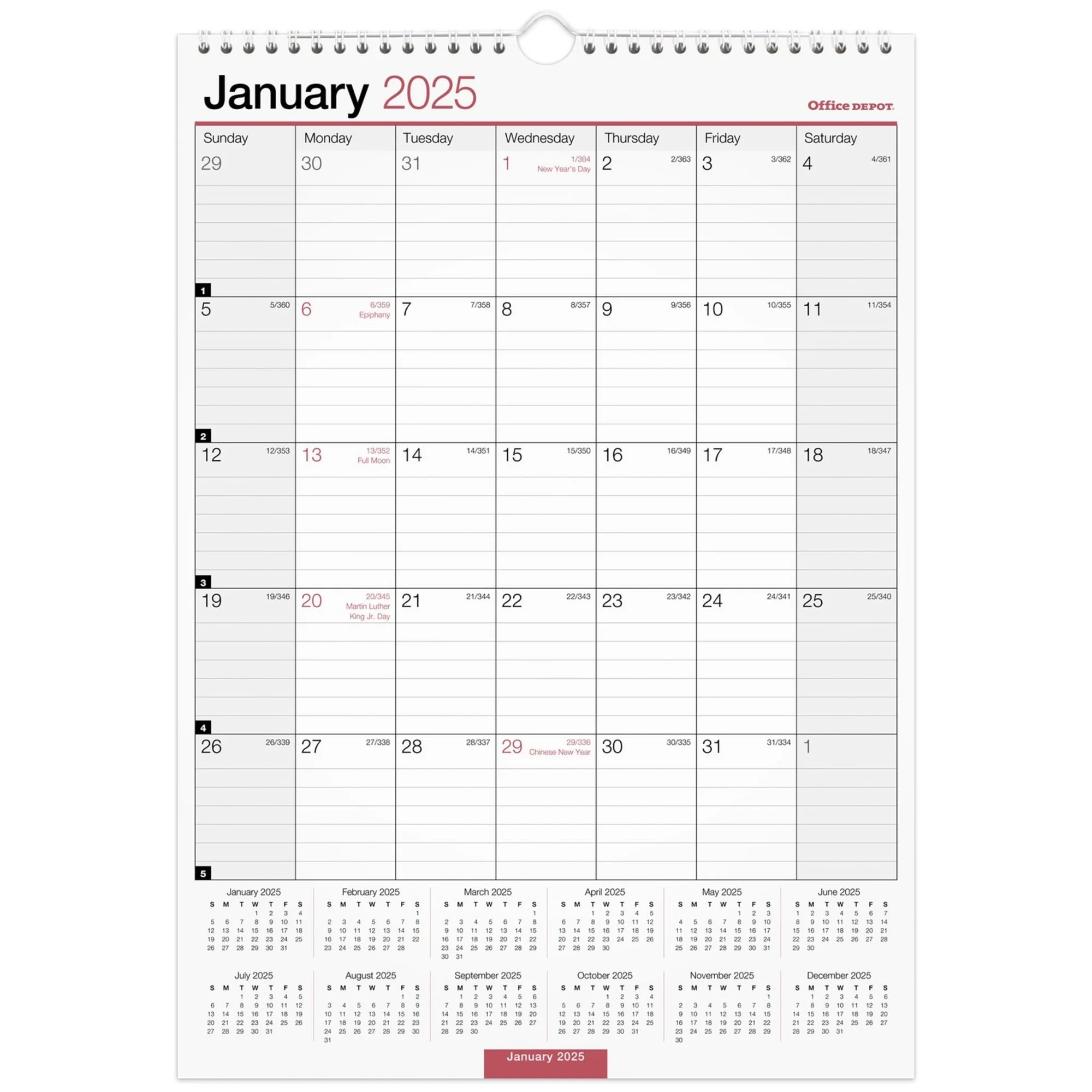2025 Office Depot Monthly Wall Calendar 12 X 17 Traditional January 2025 To December 2025 OD30162825 Walmart