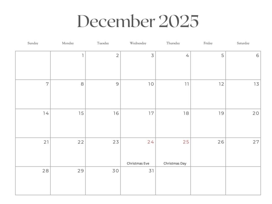 2025 Printable Calendar With Holidays Printable 12 Month 2025 Calendar Etsy