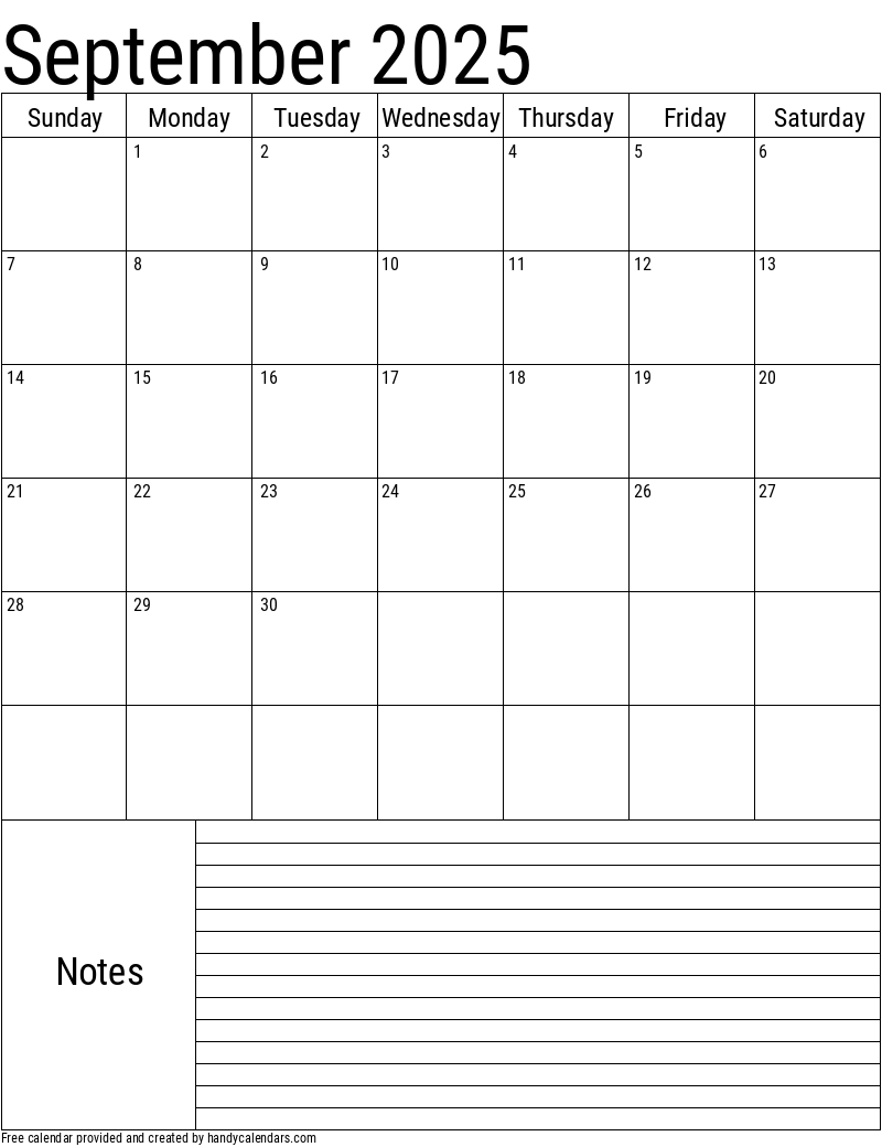 2025 September Calendars Handy Calendars
