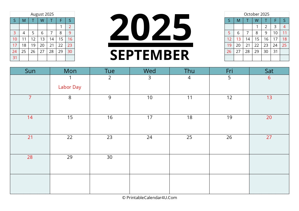 August September 2025 Calendar Printable