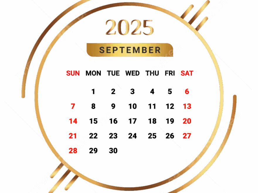 2025 September Month Calendar Golden And Black Vector Monthly Calendar Calendar September 2025 PNG And Vector With Transparent Background For Free Download