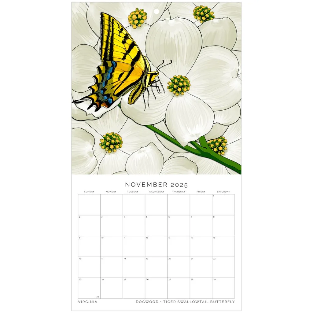2025 State Flowers Insects Wall Calendar Southern States Nikki D May