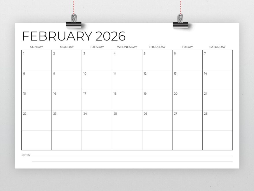 2026 11x17 Calendar Template INSTANT DOWNLOAD Thin Sans Serif Type Monthly Printable Minimal Desk Or Wall Calender Print Ready Etsy