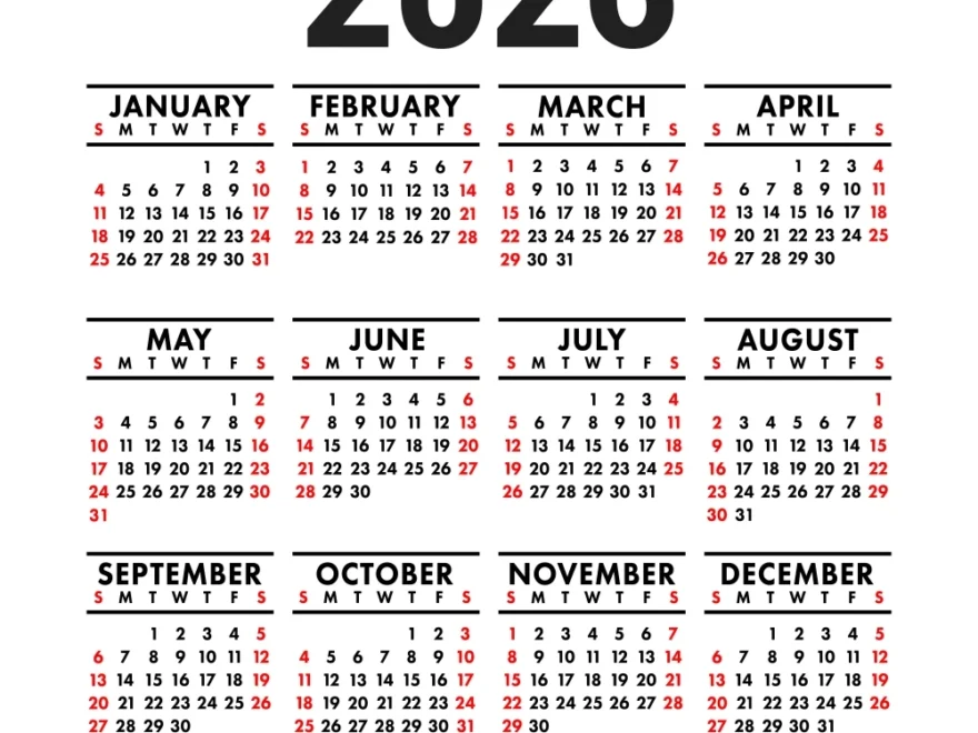 2026 Calendar Square Wall Pocket Royalty Free Vector Image