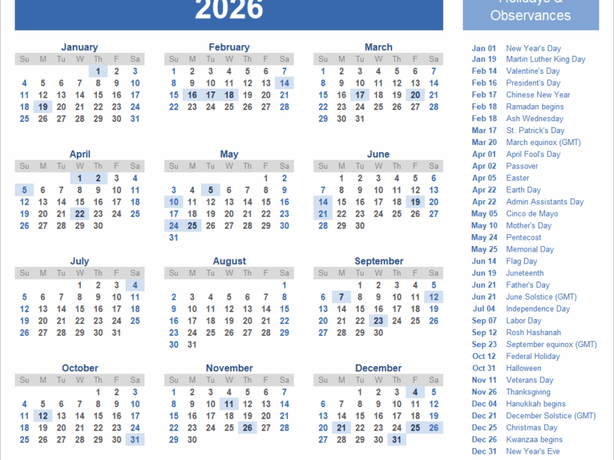 2026 Calendar Templates And Images