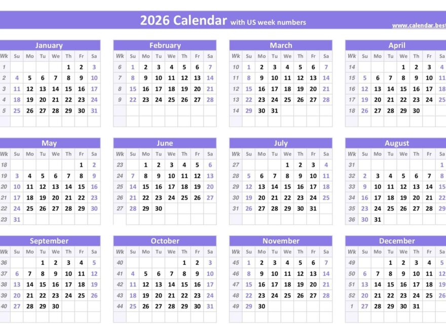 2026 Calendar With Week Numbers