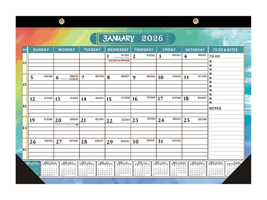 2026 English Wall Calendar 18 Month Desktop Countdown Planner 12 x17 Large Writing Blocks Thick Quality Paper Twin Binding Highlighted Holidays July 2025 Dec 2026 For Office Home 1 Walmart