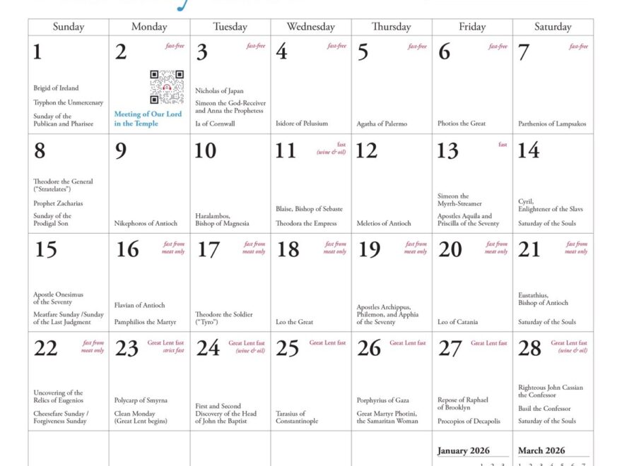2026 Icon Calendar Saints Of North America Gregorian Version New Calendar