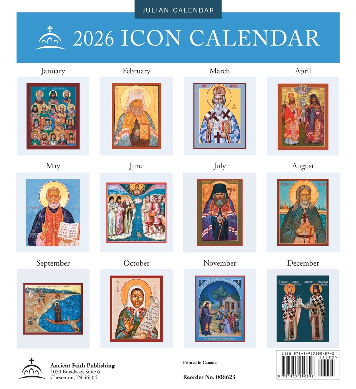 Orthodox Julian Calendar 2026