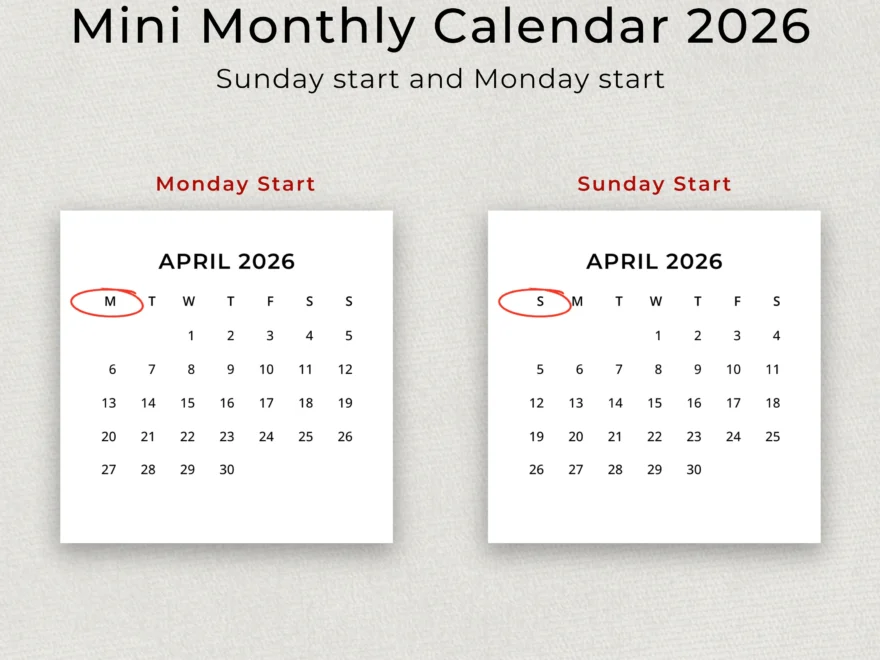 2026 Mini Calendar 2026 Small Calendar Printable 2026 Minimalist Calendar 3x3 Inch Square Calendar 2026 Pocket Calendar Desk Calendar DIY Etsy