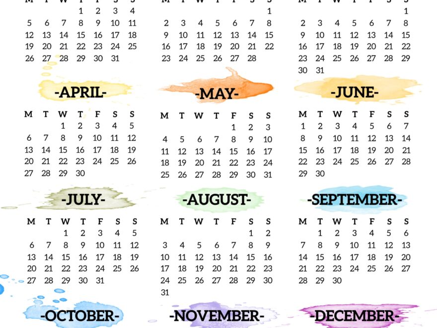 2026 Monday Start Calendar One Page Paper Trail Design