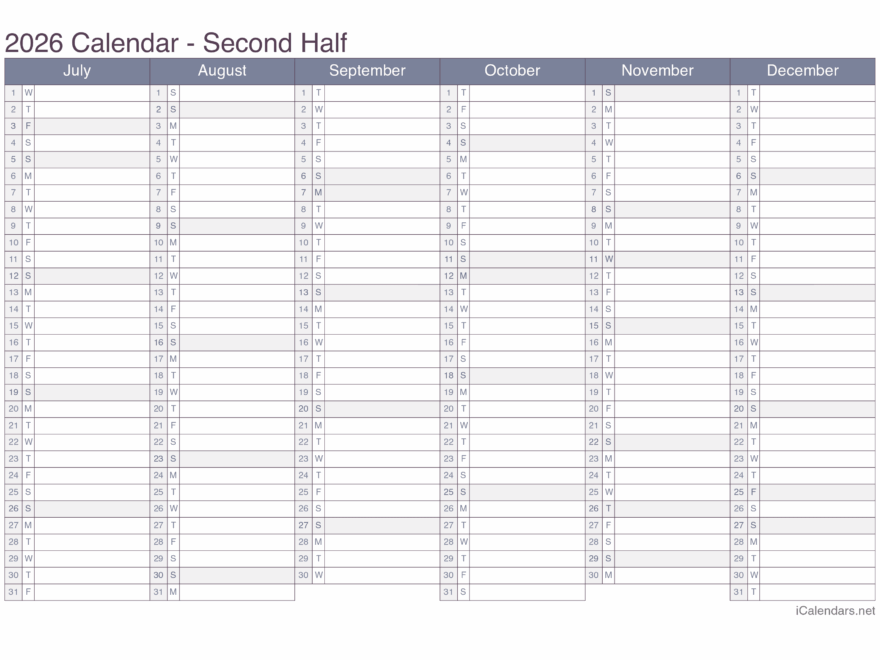 2026 Printable Calendar PDF Or Excel