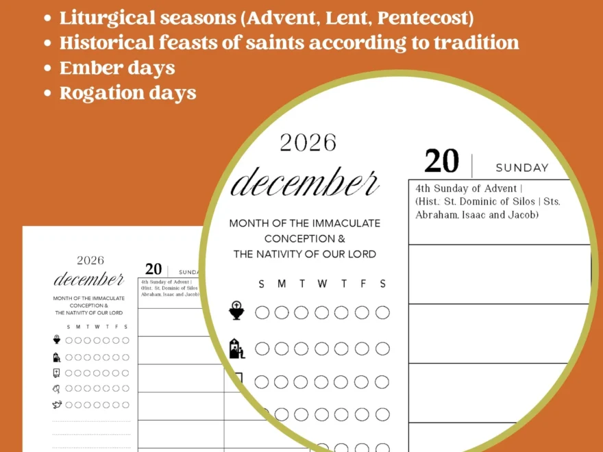 2026 Traditional Catholic Planner PDF Printable 8 5 11 Letter Size Latin Mass Calendar Over 200 Pages VERTICAL Weekly Layout Raising Hearts