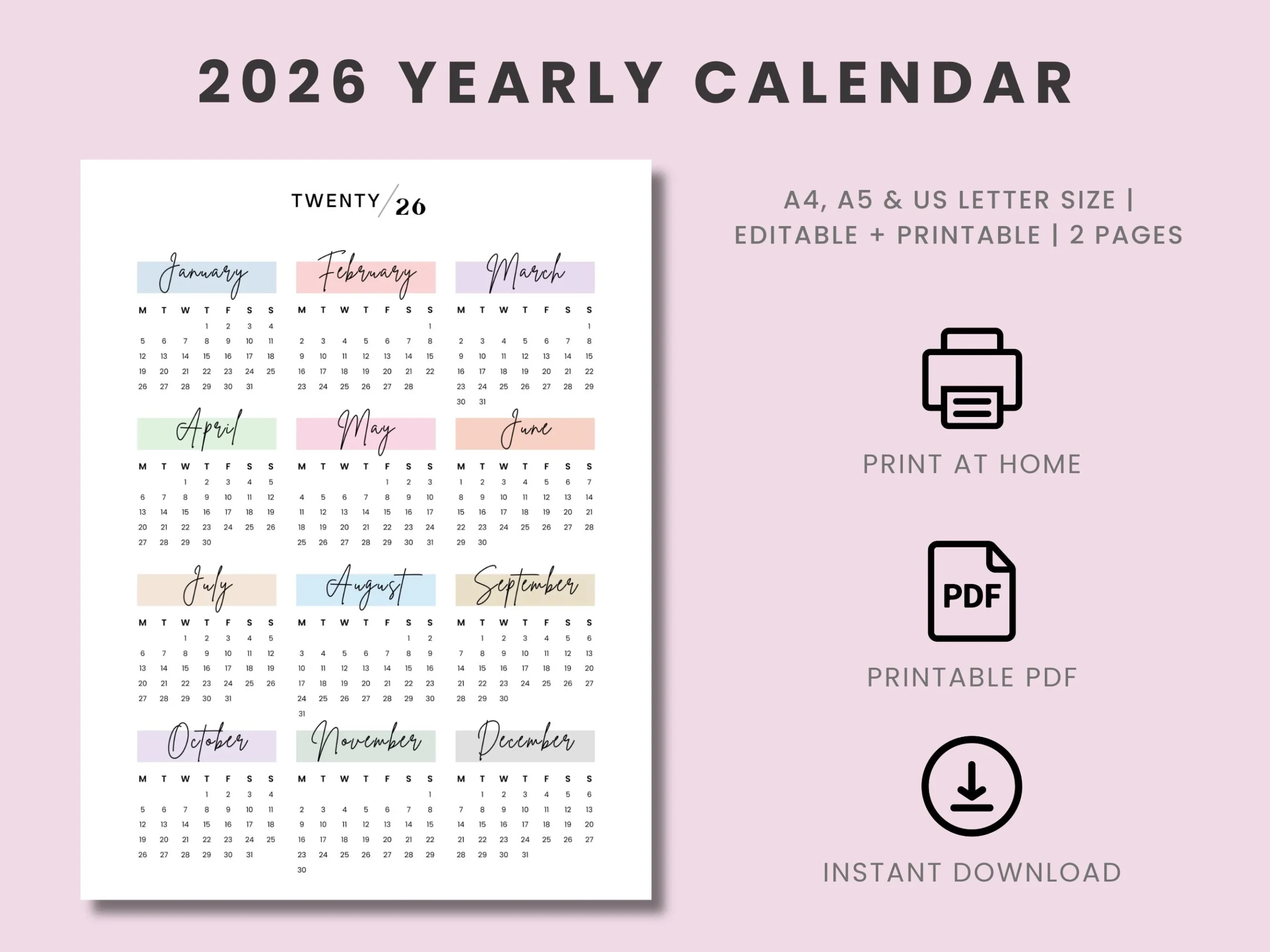 Printable Calendar For A5 2026