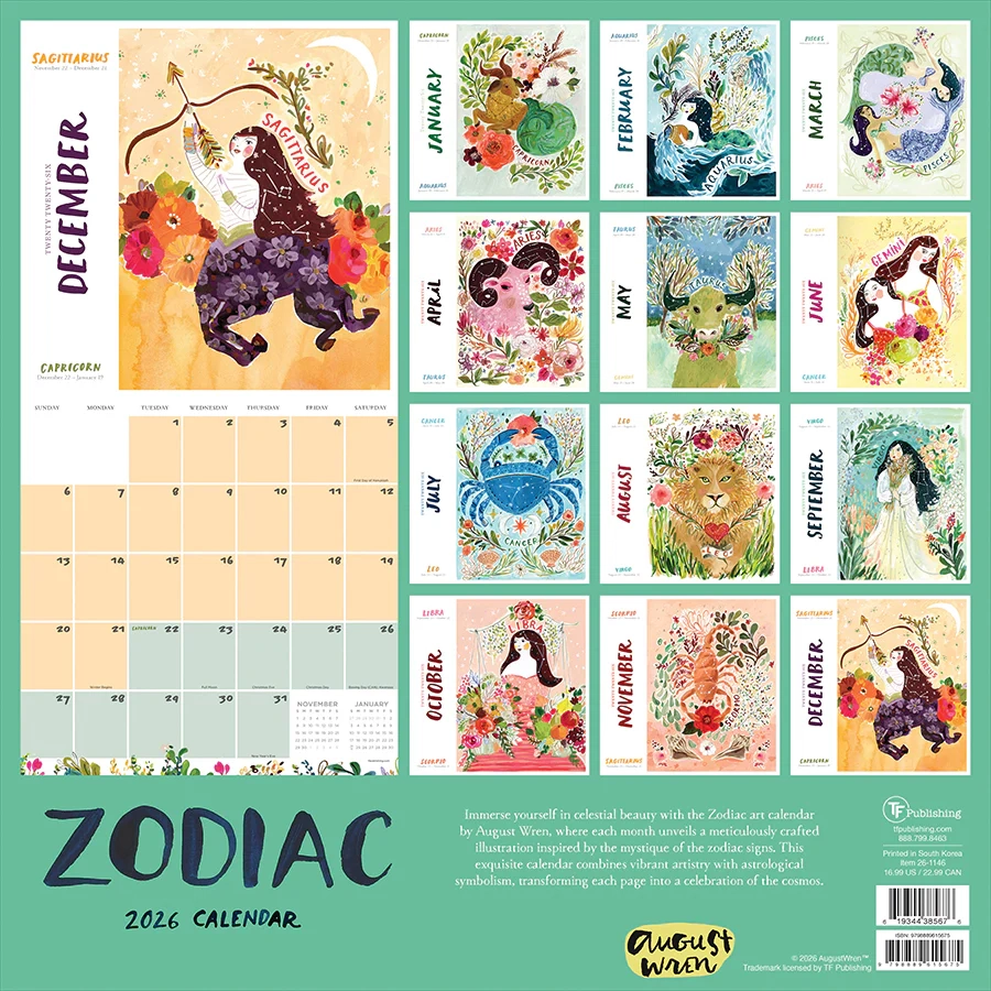 2026 Zodiac Wall Calendar TF Publishing Calendars Planners Journals Stationery