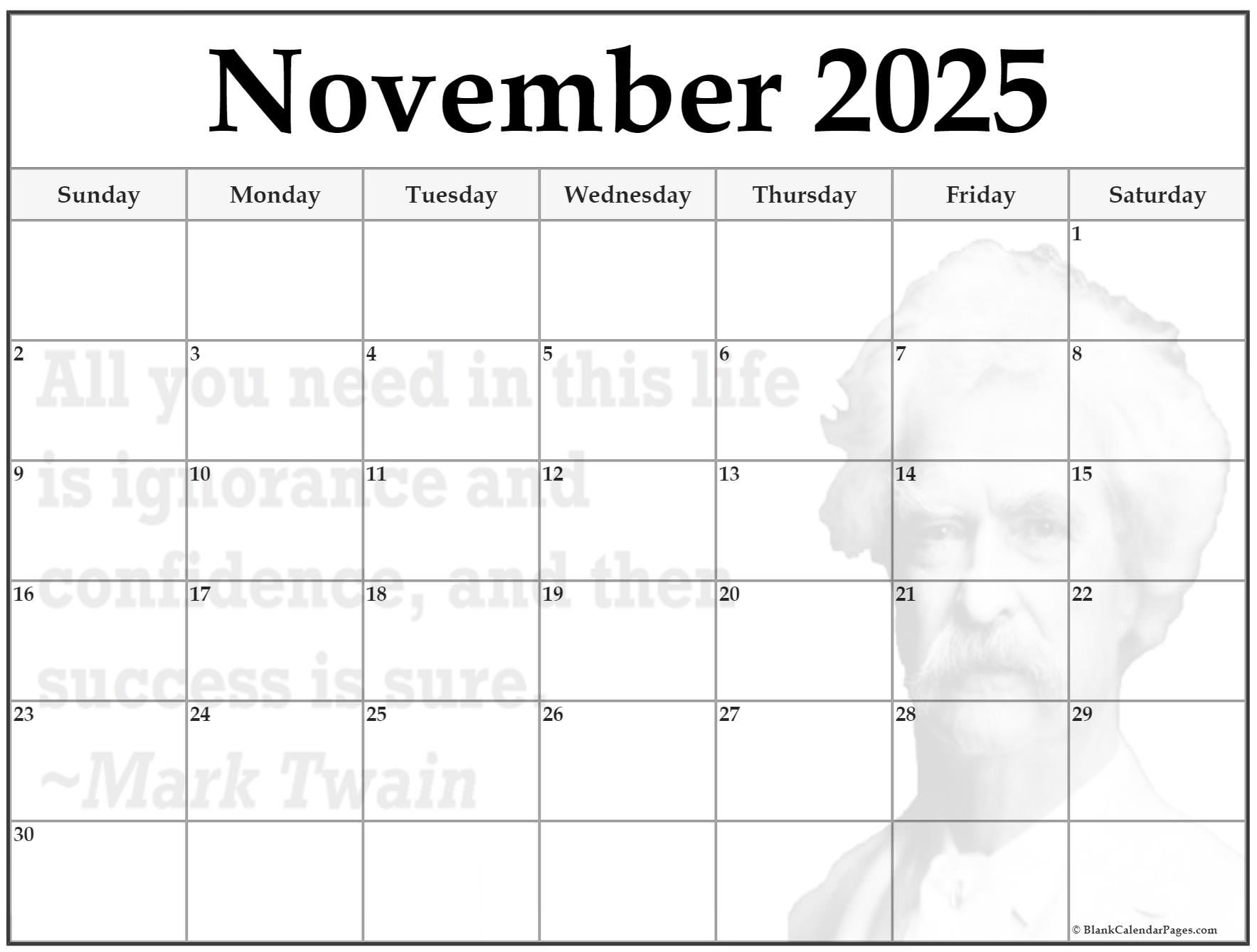 24 Printable Calendar For November 2025
