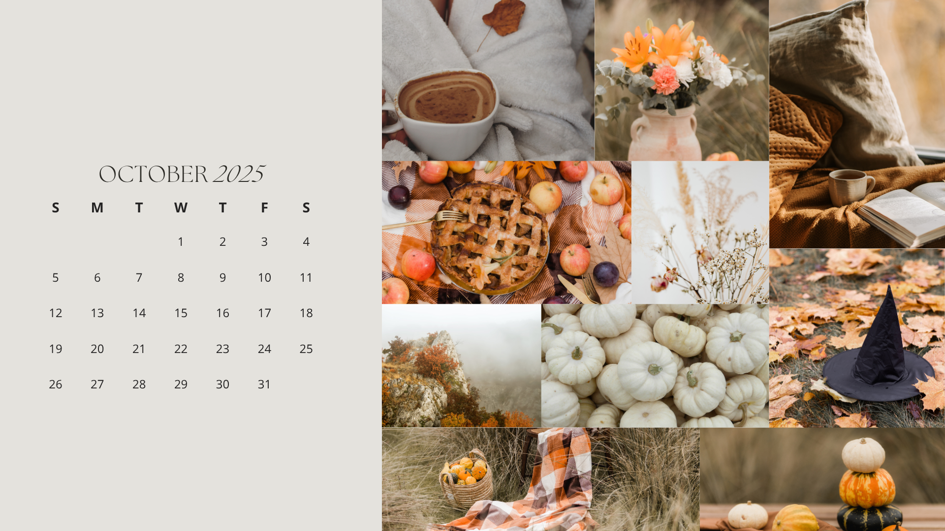 October 2025 Calendar Desktop Wallpaper