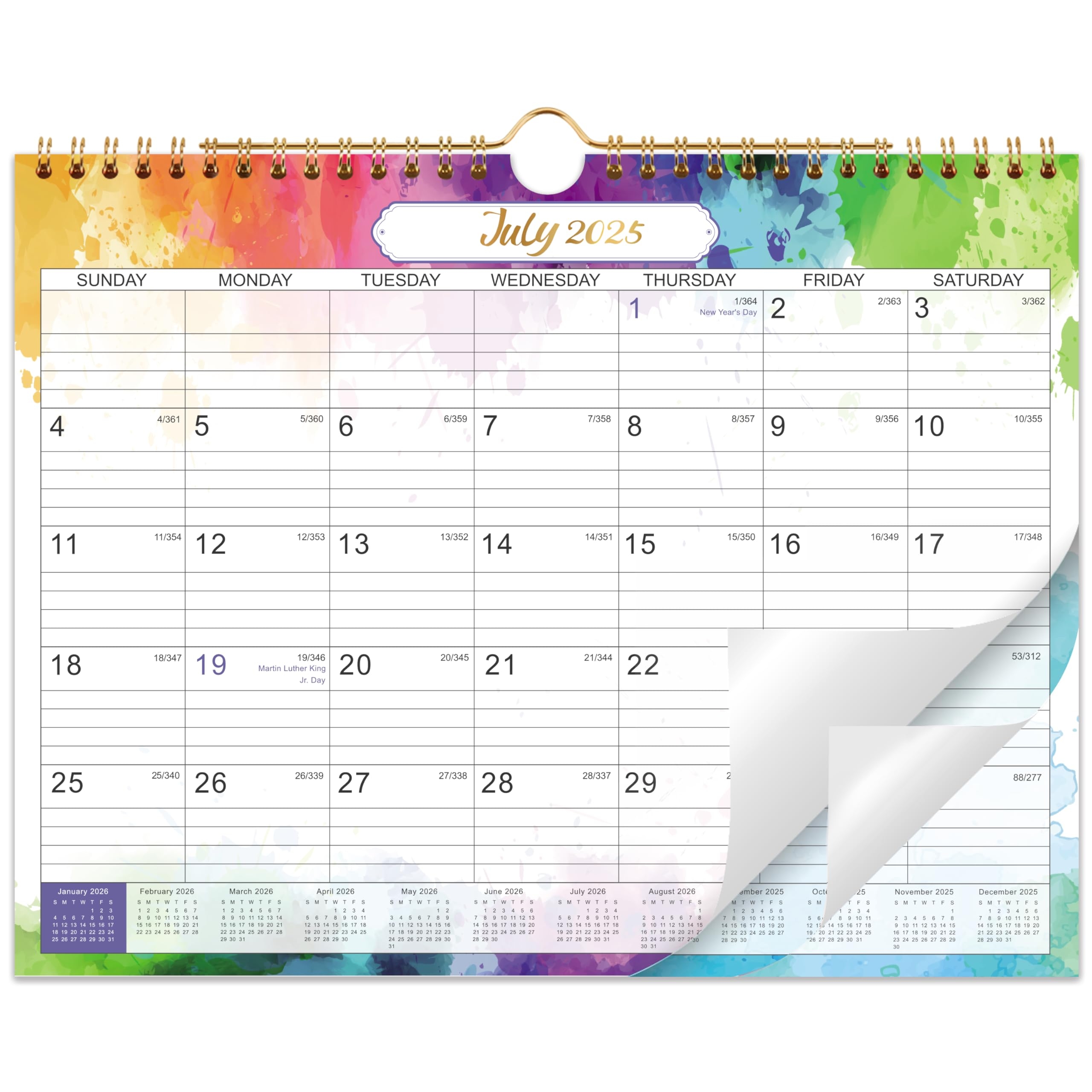 Amazon 2025 2026 Calendar 2025 2026 Wall Calendar 18 Months From Jul 2025 Dec 2026 Monthly Calendar With Julian Date 11 X 8 5 In Twin Wire Binding Great For Hanging On The Wall Color Design Office Products